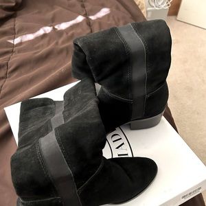 Black suede , gently worn boots
